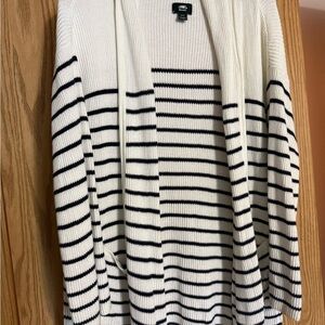 Roots White and Black Striped Cardigan